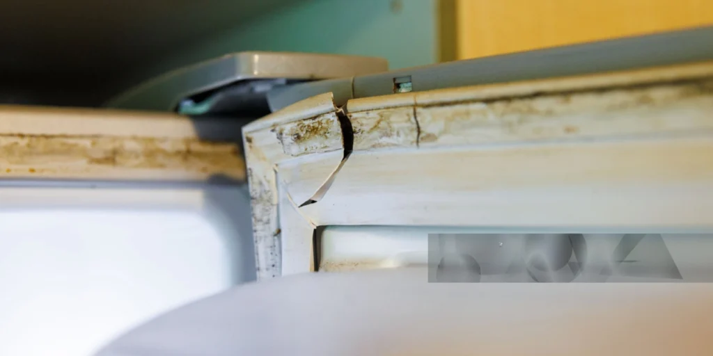 Clean the dirty door seal with dish soap and warm water